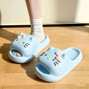 Free Shipping Cute Kt Cat Summer New Thick-Soled Soft EVA Slippers For Women Suitable For Indoor And Outdoor Wear Non-Slip And Odor-Resistant