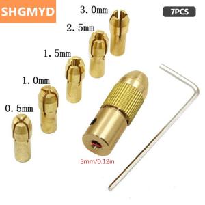 [COD] SHGMYD 7 12Pcs Set Brass Collet Micro Drill Self-tightening Drill Bit Tool Chuck Adapter Quick Release Keyless Bit Adapt 2-5mm