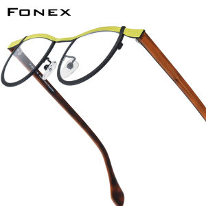 FONEX Acetate Titanium Glasses Frame Men New Design Brand Cat Eye Eyeglasses Women Japanese Ultralight Spectacles High-Quality Optical Eyewear 85884