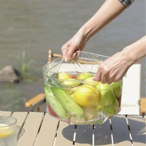 SERAPHYXO 4Pcs Clear Outdoor Folding Water Basins Portable PVC Collapsible Washbasin Water Storage Bucket Round Transparent Ice Bucket for Travel Camping