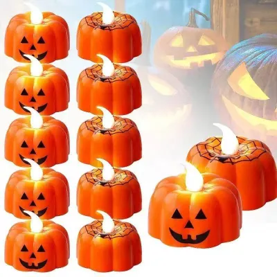 ของตกแต่งสร้างบรรยากาศฮาโลวีน เทียน LED ไฟฟักทอง มี 2 ลาย Halloween Candle ใช้ตกแต่งบ้านผีสิง งานปาร์ตี้