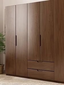 Solid Wood Wardrobe Bedroom Home Cupboard Nordic Minimalist Storage Cabinet Small Unit Wardrobe with Drawers
