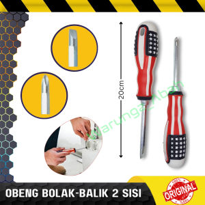 SCREWDRIVER OBENG REVERSIBLE SET BOLAK BALIK BB KOMBINASI DUA 2 TWO ARAH WAY SISI MUKA KEPALA MATA KEMBANG PLUS MIN MINUS + - UJUNG MAGNET MAGNETIC BESI BERANI 2IN1 2 IN 1 GAGANG KARET MURAH KUAT MULTIFUNGSI SERBAGUNA ORIGINAL HEAVY DUTY