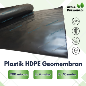Plastik HDPE Geomembran 200 micron 4 x 10 meter untuk kolam / tambak