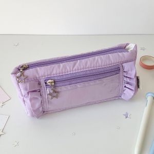 MAKERVY Transparent window Pencil Case Badge Display Large Capacity Stationery Storage Pouch Special Design Storage Pen Bag Office School Supplies