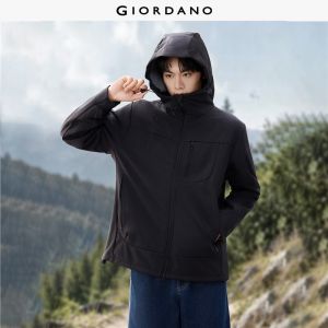 Giordano Beau Monde Men Fleece-lined softshell hooded jacket Free Shipping 13076995