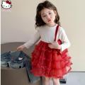Christmas Gift Halloween 2Pcs Sanrio Girls Denim Set Hello Kitty Spring Autumn Kawaii Cartoon New Style Fashion Sweet Casual Mesh Dress Children's Gifts. 