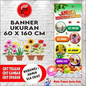 Banner Aneka Minuman Segar/ Spanduk Minuman Es / Banner Es Segar / Banner ukuran 60 x 160 cm Bisa COD