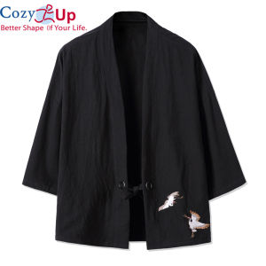 Cozy Up Black Thin Jacket Men Japan Style Thin Kimono Jacket Linen Loose Cardigan Male Casual Spring Summer  Coat Windbreaker