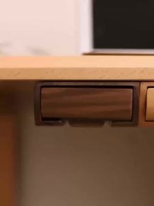 LJY Walnut Under Desk Drawer Organizer Pencil Holder Workspace Accessory with Self-Adhesive Mount Office Desk Organization