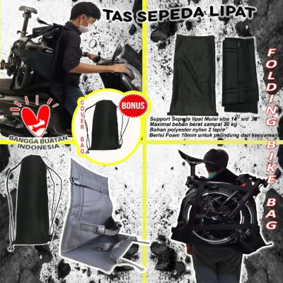 tas sepeda lipat model open gendong bahan tebal