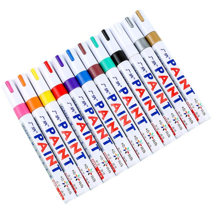(Rui baoG) 6 Pcs Colorful Permanent Paint Marker Waterproof White