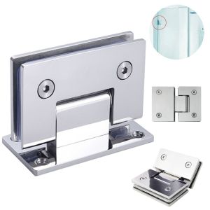 JUTBONG Silver Glass Door Hinge Frameless Stainless Steel Glass Door Clamp Professional 135 180 Degree Flat Fixtures Shower Room