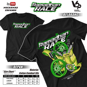 Vando Baju Kaos Ramadhan Race Lengan Pendek Cotton Combed 30s Atasan pria kekinian