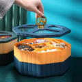 ZY03-Toples Motif  Rusa Matahari Bisa Putar Toples Makanan 2 Tingkat. 