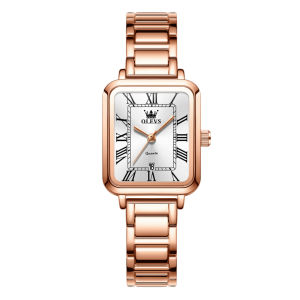 OLEVS 5641 Women Fashion Quartz Watch Gift Stainless Steel Watchband Round-dial Wristwatch Calendar