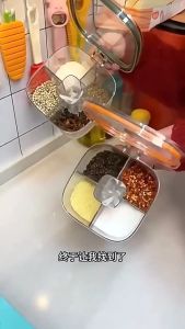 Quivlox Kitchen Seasoning Box Multi Grid Spice Container Salt Pepper Organizer Airtight Storage Bekas Serbaguna