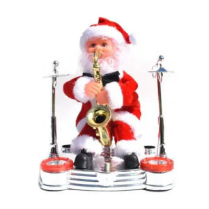 CuddleCove Artificial Santa Claus Toy Electric Christmas Playing Music Instrument Doll Xmas Decor Kids Gift