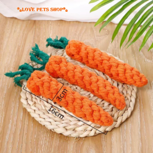 Đồ chơi gặm sạch răng cho Chó hình củ cà rốt bằng dây thừng bện - Love pets shop