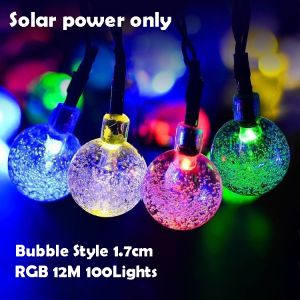 {SG} 12M New Year Solar Light CNY RGB Solar Fairy Light Waterproof String Lamp Warm White LED Light Garden Decor