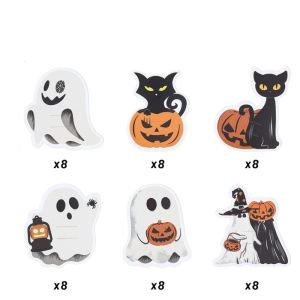 PATTYUIO Mixed Style Lollipop Cards Ghost Cartoon Halloween Lollipop Decor Spooky Witch Candy Paper Holders Party
