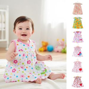 MAYIT Pure Cotton Baby Dress Printed Embroidery Summer Dress Clothes Flower Pattern Sleeveless Dress Baby Girl