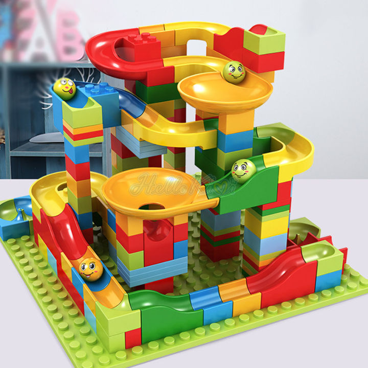 Cyn 168pcs Diy Marble Race Track Ball Block Funnel Slide Brick