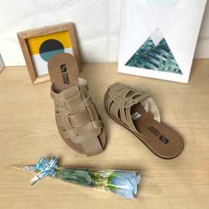 THREELOOK Official - Sandal Kulit Wanita Dewasa Slip On Flat - Fatimah