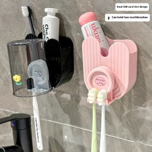 YONUO ที่ใส่แปรงสีฟันติดผนังมีที่เก็บถ้วยสำหรับจัดระเบียบในห้องน้ำ