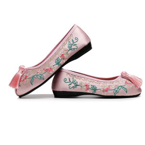 Tassel Cloth Shoes Womens Ethnic Style Embroidered Shoes New Soft-soled Mother Shoes Original Antique Cloth Shoes Cheongsam