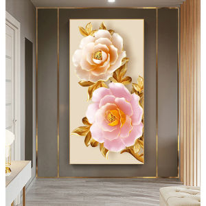 Tranh Treo Tường Tráng Gương Pha Lê Cao Cấp hoa Sen cá chép Trang Trí Phòng Khách Sang Trọng Hiện Đại PVP-DC345 KT: 60CMX120CM