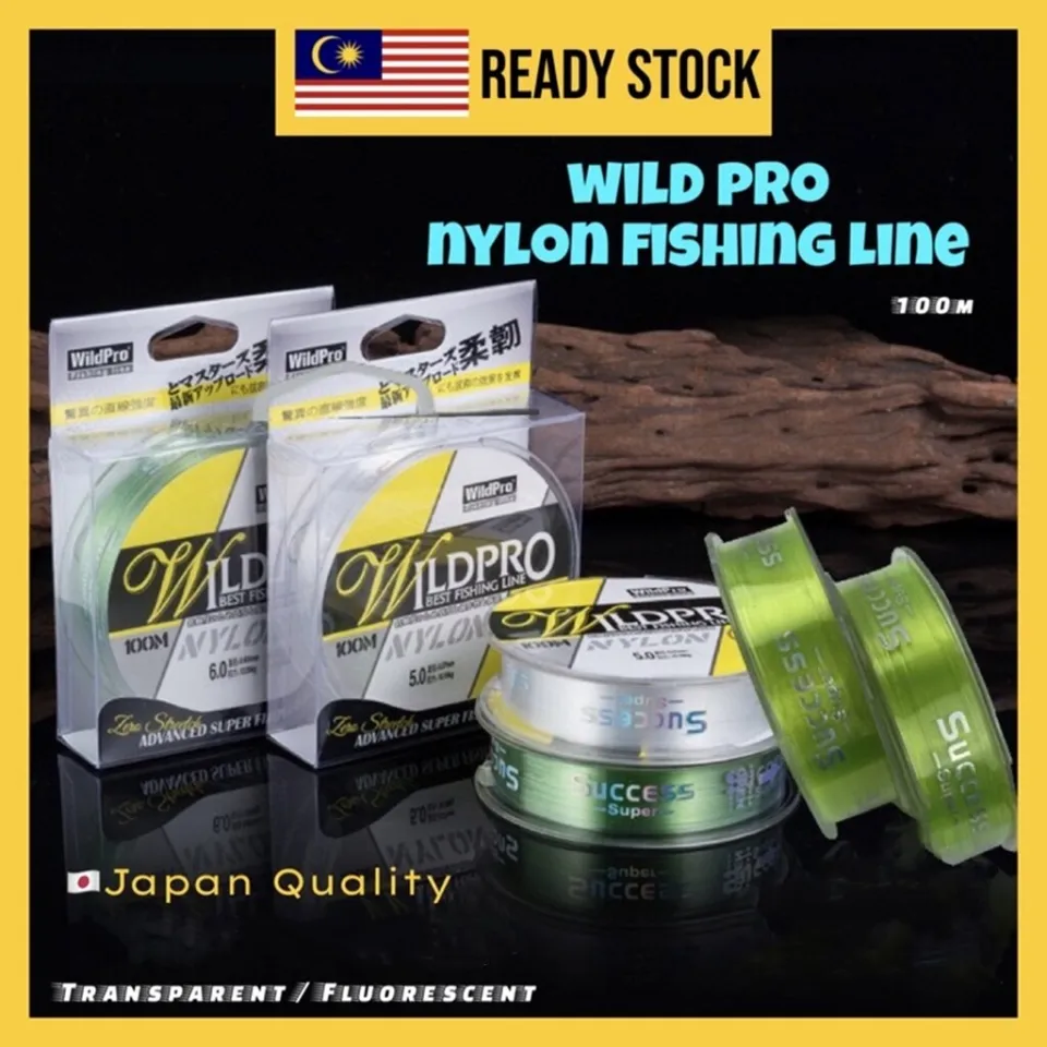 FL002】WILD.PRO Fishing Line 100m Nylon Fishing Line Super Strong 5-50LB Japan  Monofilament For Casting Bottom