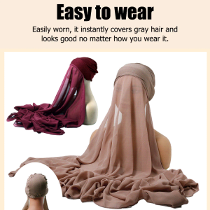 Womens Solid Color Headscarf Shading Lazy Ethnic Turban Stacked Hat Chiffon Headscarf