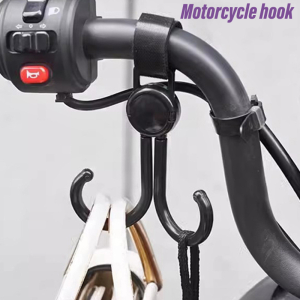 AOMOTOX 1Pcs Velcro Motorcycle Hooks Electric bicycle Bike Handle Hook Multifunctional Punch Free Universal Adjustable Double Hook For Motorcyle Cabinet & Bicycle