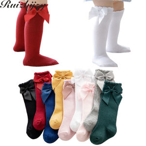 Ruizhijzg Ready Stock 0-12Year Sock Long Newborn Infant Baby Girl Kids Cotton Over Knee High Bow Stocking Leg Warmer