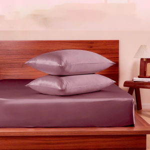 Bộ Chăn Ga Phi Lụa Victorias Bedding Màu Hồng Tím Chính Hãng Korea