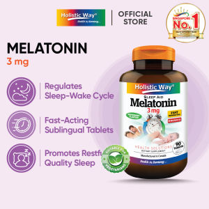 Holistic Way Sleep Aid Melatonin 3mg – Fast-Dissolving Formula to Support Restful Sleep Relaxation & Healthy Sleep-Wake Cycle — Vegetarian (90 Tablets per bottle)