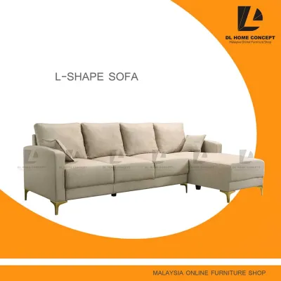 DL Home Concept 4 Seater L Shape Sofa Set Free Two Small Pillow (Pet Friendly) (Anti Strach)