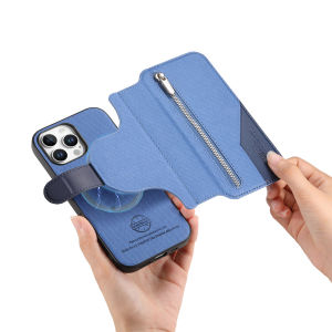 2 in1 Detachable Zipper Leather Wallet Flip Case For iPhone 16 Pro Max 15 14 13 12 11 16E 16Plus Luxury RFID Stand Book Cover