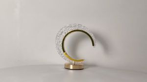 SXH Modern minimalist moon-shaped acrylic crystal warm-light night light LED Charging Ornament USB Bedroom bedside ambient lighting