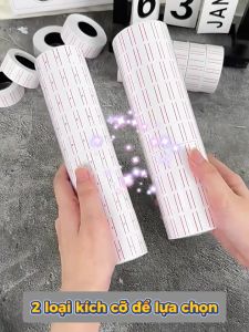 Combo 10 Giấy Bấm Giá Dày Dặn – Cuộn Tem Dán Giá 500 Tem/Cuộn Tem Giá Sản Phẩm Nền Trắng Viền Đỏ