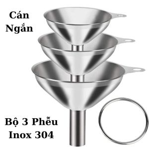 Phễu Rót Nước Rượu xăng dầu thay nhớt bột gia vị nhà bếp chất liệu inox 304 silicon