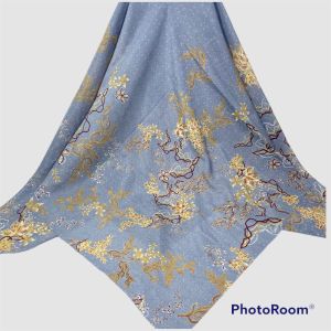 ASHIQAA BIRU Hijab Segiempat Motif Ukuran Jumbo Syari 130x130 Bahan Voal Premium