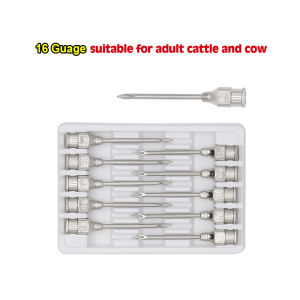 1 Dozen Reusable Syringe Needle Veterinary Stainless Steel Injection Needles for Pig Cow Goat Poultry Animal Livestock