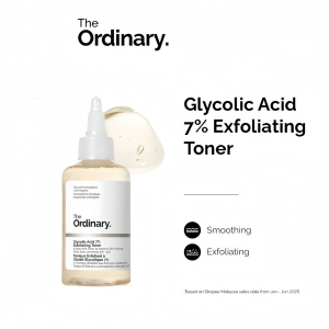 The Ordinary Glycolic Acid 7% Exfoliating Toner 7% Glycolic Acid AHA Toner Gentle Skin Exfoliation Smooth Rough Texture Bright Dull Skin Daily Face Toner