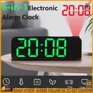 [LYOUTDOOR]Projection Alarm Clock Bedside Lamp with Adjustable Brightness for Home Office Decor Stylish Night Light for Bedroom and Living Room