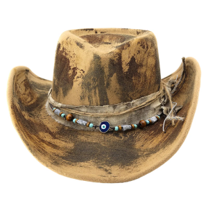 Adjustable Western Hat Khaki Distressed Durable Breathable Fabric Perfect For Music Festivals Outdoor Activities