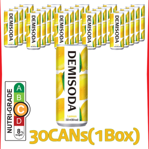 [DongA Otsuka] DemiSoda Lemon 250mL X 30CAN | Expiry: March 2027 or later | Lightly Sparkling Real Friut Ade | Vegan Certification | Kfood