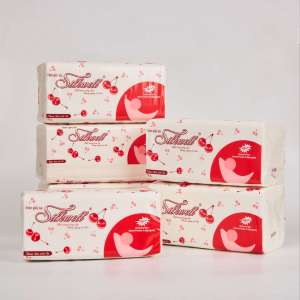 Giấy ăn giấy rút lụa Silkwell Cherry đỏ 280 tờ siêu dai và mềm mại