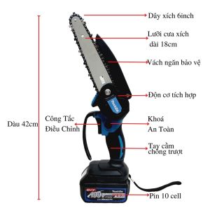 Máy cưa xích cầm tay mini makita Lam xích dài 18cm lõi đồng 100% - Bảo hành 24 tháng